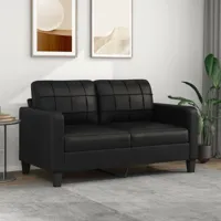 canapé ou sofa 2 places 140 cm simili cuir noir. avec pied en bois. confort et qualité - noir
