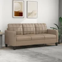 canapé ou sofa 3 places 180 cm simili cuir beige. avec pied en bois. confort et qualité - beige