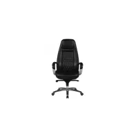 m&s - fauteuil de bureau 50x68x120-130 cm en cuir noir - minaki