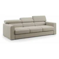divani.store - dylan canapé avec pouf extractible à 3 assises en tissu effet coton imperméable t13 240 cm creme