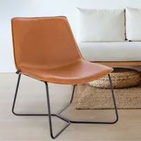 svita - ron fauteuil lounge fauteuil club sans accoudoirs structure métallique aspect cuir cognac