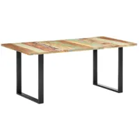 table de salle à manger 180x90x76cm bois de récupération solide - multicolore