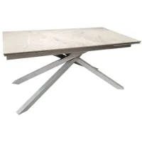 table à rallonge avec plateau en céramique gris clair et pieds argentés - nefti