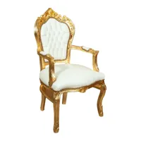 biscottini - fauteuil lit fauteuil rembourré fauteuil tapissé avec accoudoirs en bois chaise de chambre 60x60x107 cm style français louis xvi - or et