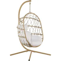 chaise suspendue avec support en métal beige et coussin en polyester adria - beige