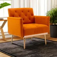 fauteuil - canapé 1 place en velours de style vintage fauteuil de salon, pour le salon, le bureau, la chambre à coucher - 32,28x31,10x25,29in orange