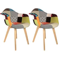 the concept factory - fauteuil scandinave patchwork (lot de 2) multicolore - multicolore