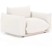 privatefloor - fauteuil en bouclette fausse fourrure tapissée - boucles blanches - wers blanc - boucle, bois - blanc