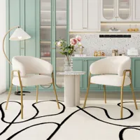 lot de 2 chaise de salle à manger moderne en velours d'agneau spraygold avec finition dorée (1 pc), avec pieds dorés 49x18x78cm blanc
