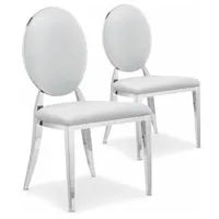 paris prix - lot de 2 chaises médaillon simili tatianna 90cm blanc