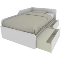 1264c - canapé-lit de forme simple 120x190 avec tiroirs amovibles et indépendants - blanc - blanc