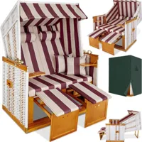 tectake - corbeille de plage avec housse de protection - abri de plage, chaise de plage, cabine de plage - rouge/blanc