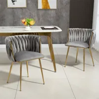 lot de 2 chaises de salle à manger de loisir - chaise d'appoint en velours avec pieds en métal 54x52x72cm gris