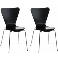 décoshop26 - lot de 2 chaises de séjour bureau en bois noir et métal - noir