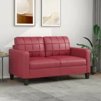 canapé ou sofa 2 places 140 cm simili cuir bordeaux. avec pied en bois. confort et qualité - bordeaux