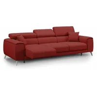 divani.store - fusion canapé avec 3 assises coulissantes en tissu doux antitache t05 260 cm rouge