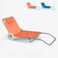 bain de soleil pliant transat de piscine portable avec roues banana couleur: orange
