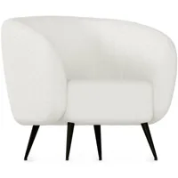 fauteuil avec accoudoirs en bouclette fausse fourrure tapissée - boucles blanches - nuba blanc - boucle, bois, métal, polyester - blanc