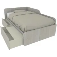 1264c - canapé-lit de forme simple 120x190 avec tiroirs amovibles et indépendants - chêne de roche - chêne de roche
