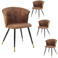 meubles cosy lot de 4 chaises de salle à manger - rétro fauteuil - assise rembourrée en suédine - pieds en métal noir et dorée - pour cuisine salon