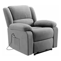 paris prix - fauteuil de relaxation electrique microfibre ota 96cm gris