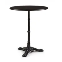 patras table style bistrot pour extérieur ou intérieur - plateau en marbre ø 60cm - base en fonte - noir - blumfeldt