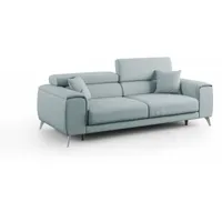 fusion canapé avec assises coulissantes en tissu doux antitache t05 215 cm bleu pastel