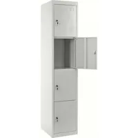 décoshop26 - caisson à tiroirs casier rangement bureau quatre portes verrouillables 180x38x45cm en métal gris - or