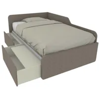 1264c - canapé-lit de forme simple 120x190 avec tiroirs amovibles et indépendants - gris fumée - gris fumée