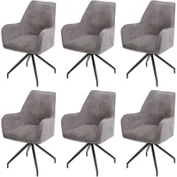 [jamais utilisé] lot de 6 chaises de salle à manger hhg-337, chaise de cuisine rembourrée chaise avec accoudoirs, tissu/textile métal gris foncé