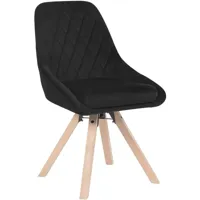 chaise pivotante de salle à manger. chaise de cuisine en velours. pieds en bois massif. noir - noir - woltu