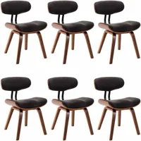 lot de 6 chaises de salle à manger cuisine design intemporel bois courbé et tissu gris - or