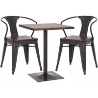 jamais utilisé] set table de bistrot 2x chaise de salle à manger hhg 469d, chaise table chaise de cuisine gastronomie mvg noir-brun, table brun foncé