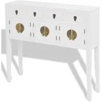 helloshop26 - buffet bahut armoire console meuble de rangement en style chinois en bois massif blanc - blanc