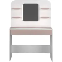 terre de nuit - coiffeuse enfant avec miroir en bois blanc et rose - cf9011 - rose