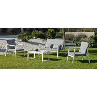 hevea - salon de jardin sofa agata-7 - finition blanc/gris clair - 4 à 5 places