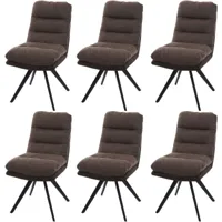 jamais utilisé] lot de 6 chaises de salle à manger hhg 847, chaise de cuisine pivotante auto-position tissu/textile brun-marron foncé - brown