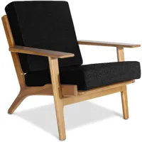 fauteuil en bois avec accoudoirs - bansy noir - bois, bois, tissu - noir