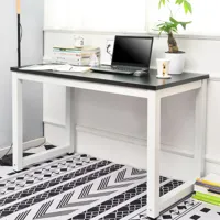 bureau droit 120 x 60 x 75 cm - style simple, bureau d'ordinateur, bureau, bureau d'étude, convient au bureau, à la chambre, au bureau - noir