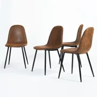 hommoo - 4 chaises de cuisine chaises de salle à manger pieds en bois salon brun réception chaises