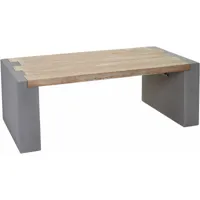 [jamais utilisé] table basse de salon hhg-905, design béton sapin massif rustique 46x122x60cm - brown