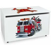 leomark - coffre à jouets xxl sur roues: pompiers