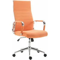 décoshop26 - fauteuil de bureau en tissu orange avec assise rembourrée pivotant - or