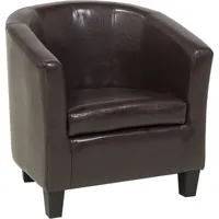 beliani - fauteuil club type cabriolet en cuir pu marron de qualité pour chambre ou salon au design moderne et vintage noir
