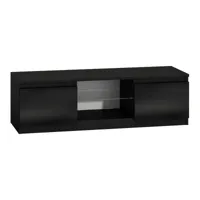 topeshop - tivoli - meuble tv style moderne - 120x40x36cm - 2 niches + 2 portes - rangement matériel télé/audio - noir