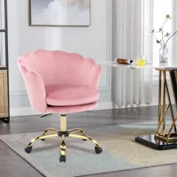 fortuna lai - chaise de bureau pivotante réglable en hauteur, en velours, avec roulettes, pour chambre/bureau, rose + doré