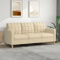 canapé ou sofa 3 places 180 cm tissu crème. avec pied en bois. confort et qualité - crème
