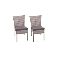 ensemble de 2 chaises de jardin en plein air à polyrattan avec oreiller couleur : gris