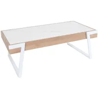 table basse hhg-703, table de salon, fer 43x120x64cm sinterstein imitation marbre blanc bois naturel - multicolour