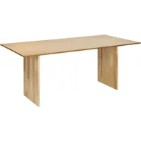 table à manger en mdf et bois d'hévéa clair finition plaquée pour 6 personnes 180 x 90 cm moora - bois clair